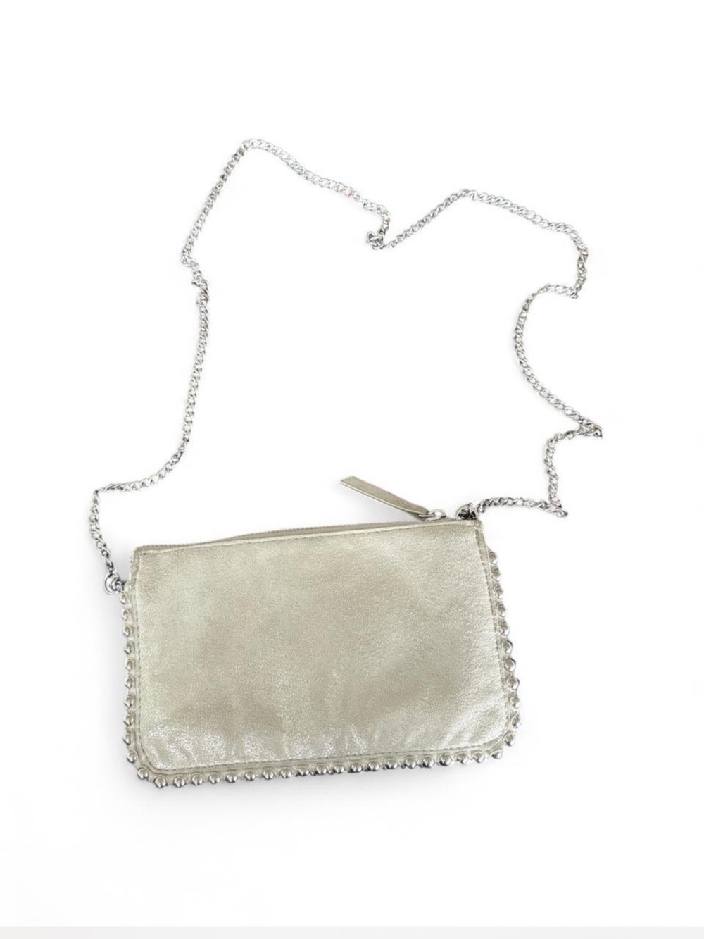 Zara Metallic Silver Chain Crossbody Bag